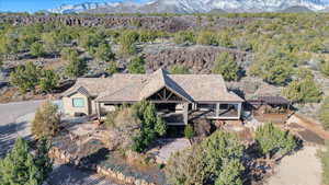 Bird's eye view featuring a mountain view and a view of trees