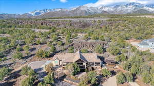 Aerial view featuring a mountain view