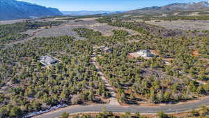 Aerial view featuring a mountain view