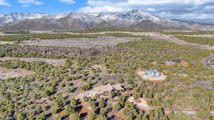 Aerial view featuring a mountain view