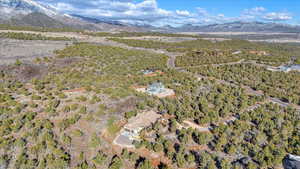 Aerial view featuring a mountain view