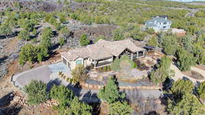 Bird's eye view featuring a view of trees