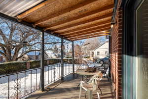 View of snow covered deck