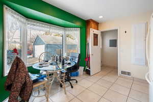 View of tiled dining space