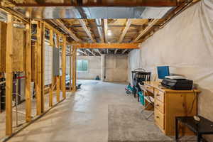 Below grade area with electric panel