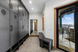 Mudroom with recessed lighting