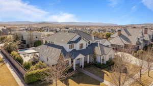 Aerial view featuring a mountain view