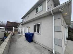 View of home's exterior with stucco siding