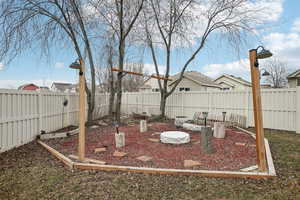 View of yard featuring a fenced backyard