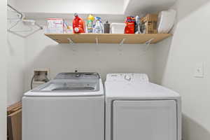 Laundry room featuring laundry area and washer and clothes dryer