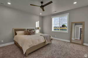 PRIMARY SUITE- RECESSED LIGHTING/LARGE WINDOWS/WALK IN CLOSET/WIRED FOR CEILING FAN W/ DUAL SWITCHES