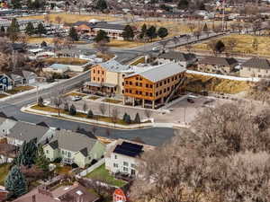 Aerial view featuring a residential view and a mountain view