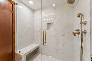 Full bathroom with a stall shower