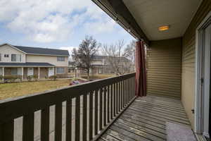 Balcony featuring a residential view