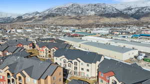 Drone / aerial view with a mountain view