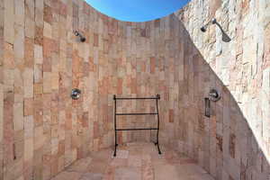 Interior space with a tile shower