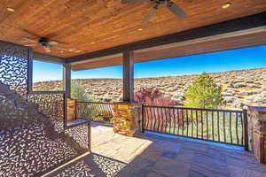 View of patio / terrace featuring ceiling fan