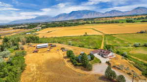 Aerial view with a mountain view and a rural view