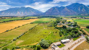 Aerial view with a mountain view and a rural view