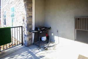 View of patio featuring grilling area