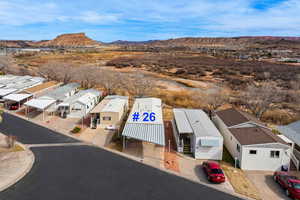 Aerial view with a residential view and a mountain view