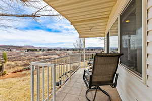 Balcony with a mountain view