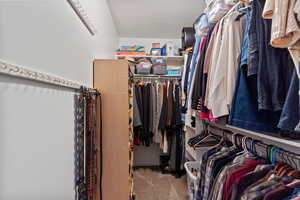 Spacious closet with carpet flooring