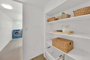 storage and washer / dryer area