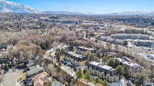 Drone / aerial view featuring a mountain view