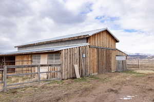 Large barn with mountain views