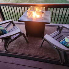 Balcony with an outdoor fire pit