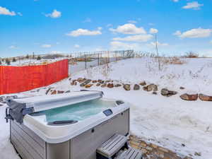 Back yard with hot tub