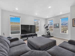 Living room featuring beautiful mountain views