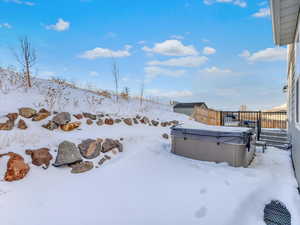 Back yard with hot tub