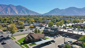 Drone / aerial view with a mountain view