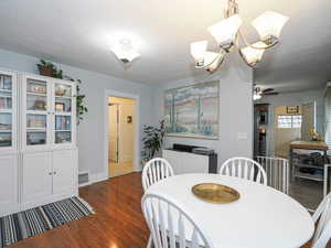 Dining room view to hallway and kitchen