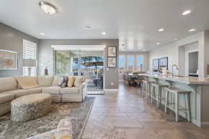 Living room featuring sink