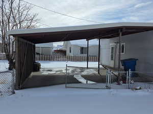 View of snow covered patio