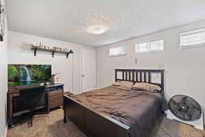 Large Side: Bedroom 4 featuring light carpet, and a textured ceiling