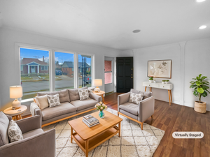 Living area with wood finished floors