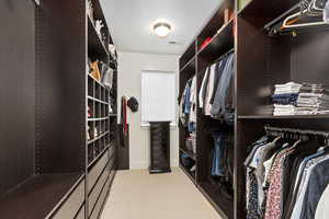 Walk in closet featuring carpet floors