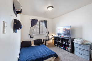 Bedroom with carpet floors