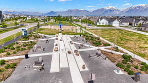 Aerial view featuring a residential view and a mountain view