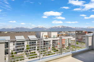 Balcony with a mountain view