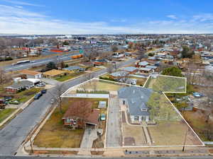 Birds eye view of property with a residential view