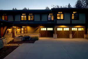 View of front of property featuring a garage