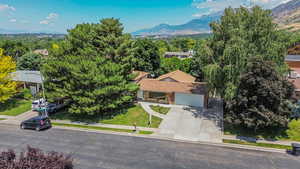 Drone / aerial view with a mountain view