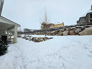 Southeast view of tiered backyard