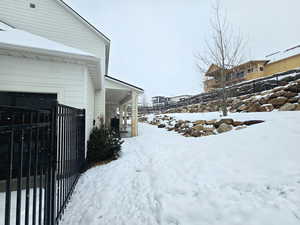 Esat view of tiered backyard