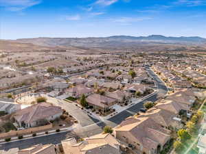 Drone / aerial view featuring a residential view and a mountain view